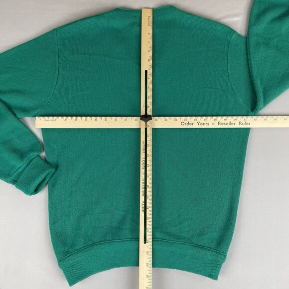 Jeff Links Cardigan Sweater Men's L Green Vintage 1970s USA Classic Grandpacore - Picture 12 of 12